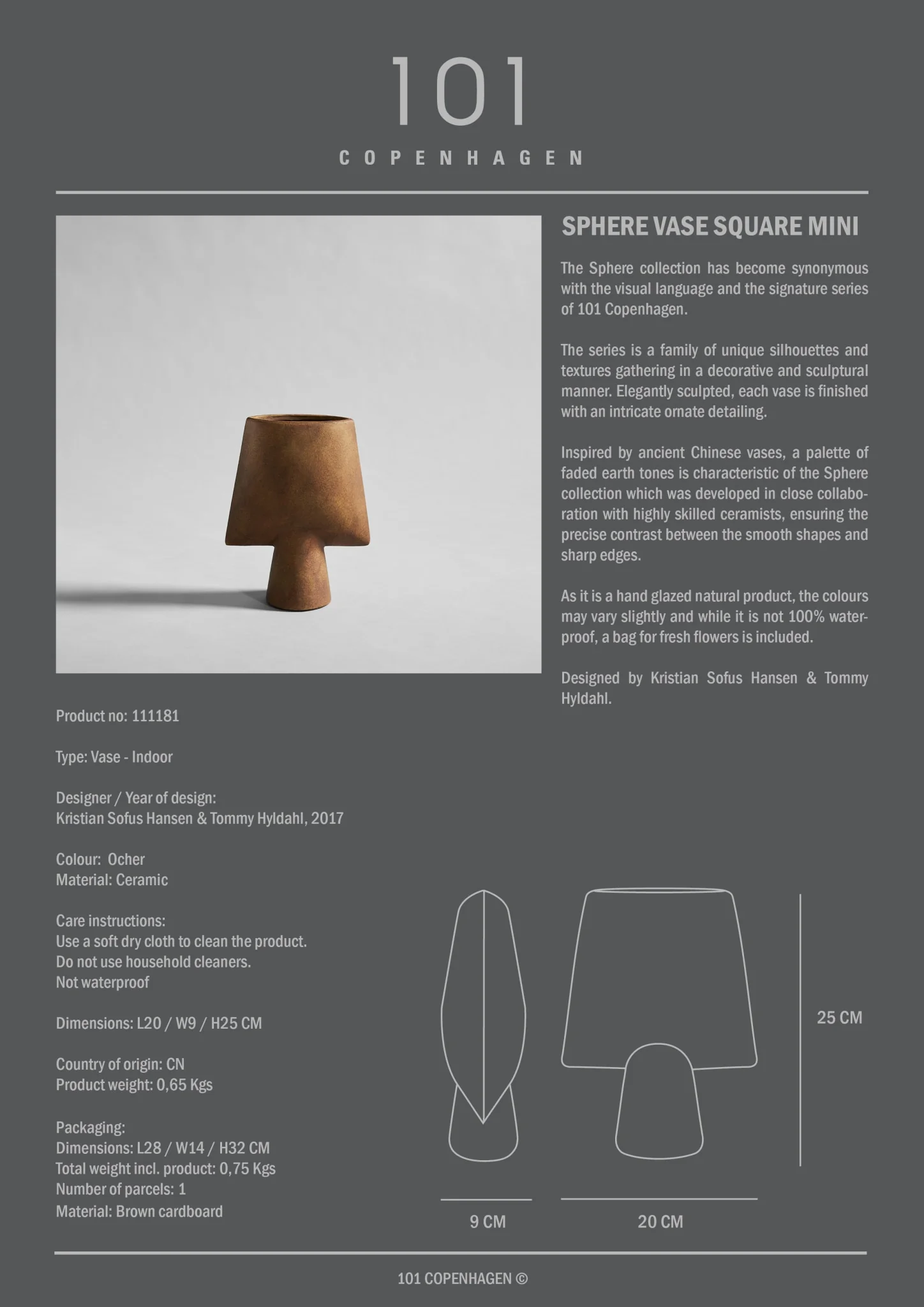 Sphere Vase Square, Mini - Ocher - Image 5