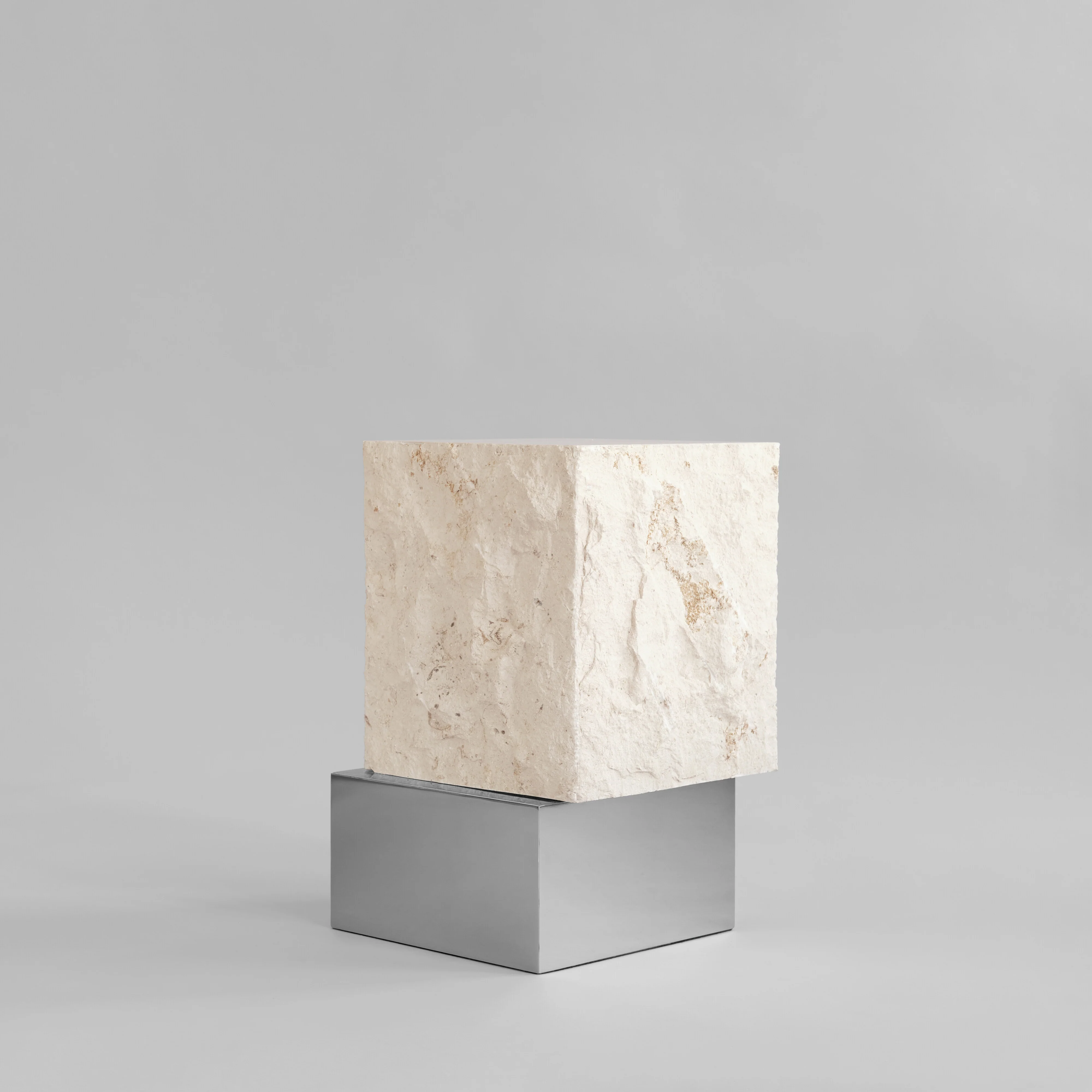 Temple Coffee Table, Tall - Chrome / Limestone - Image 4